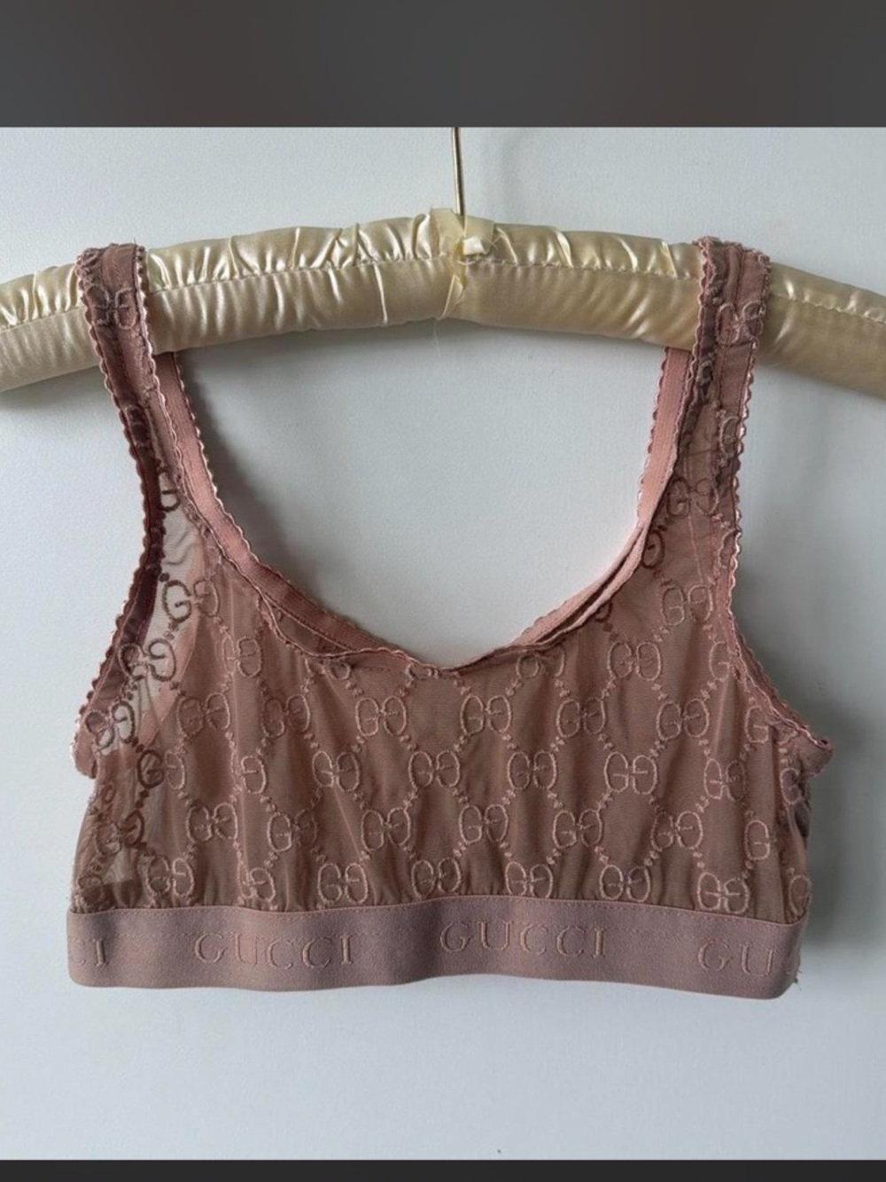 Gucci Rose Dust Lace Logo Bralette